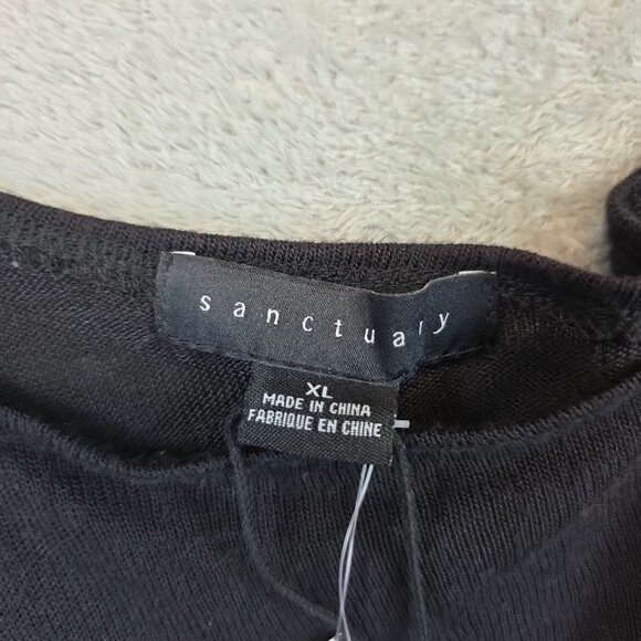 Sanctuary One Shoulder Knit Top Women's Size XL Black Strap Rayon Blend Casual - Picture 2 of 8